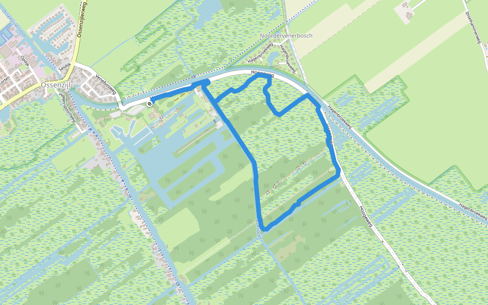 WNW WaterReijk - Ossenzijl - rode route walking route map in Ossenzijl