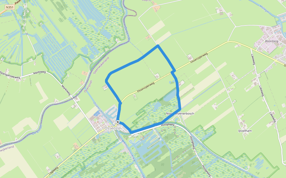 WNW WaterReijk -Ossenzijl - groene route walking route map in Ossenzijl