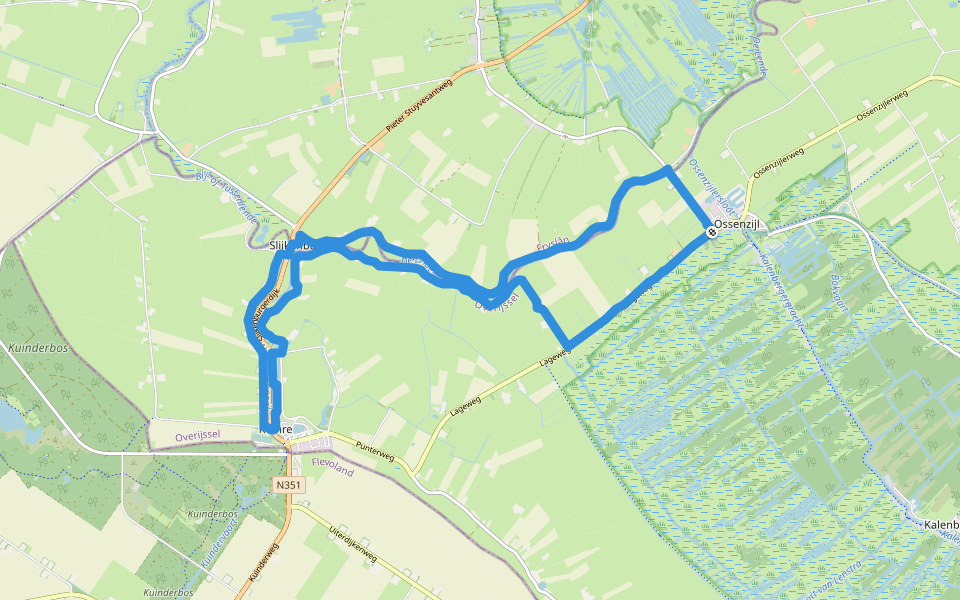 WNW WaterReijk -Kuinre - paarse route walking route map in Ossenzijl