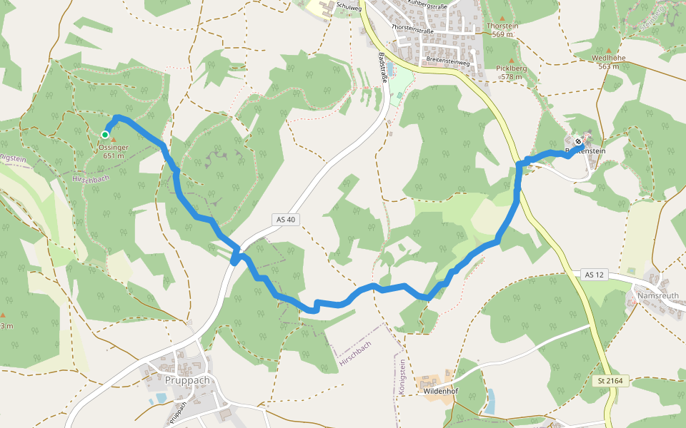 Ossinger- Breitenstein walking route map in Königstein