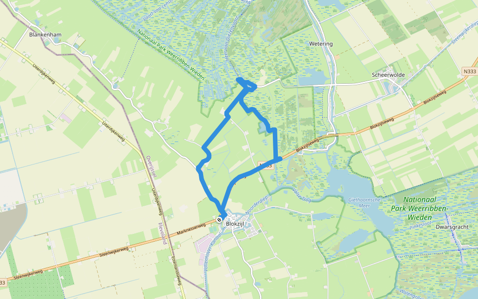 WNW WaterReijk - Blokzijl/Nederland - rode route walking route map in Blokzijl