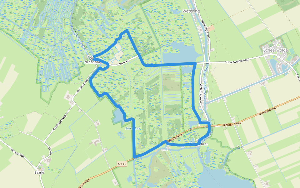 WNW WaterReijk - Nederland - blauwe route walking route map in Nederland