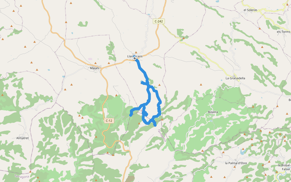 Llardecans-Les Costes walking route map in Llardecans