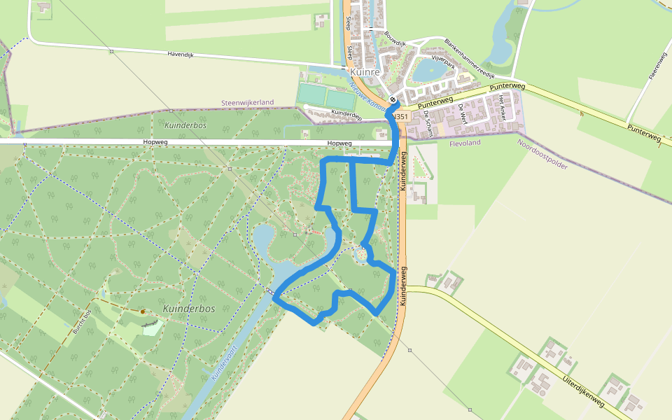 WNW WaterReijk -Kuinre - blauwe route walking route map in Kuinre