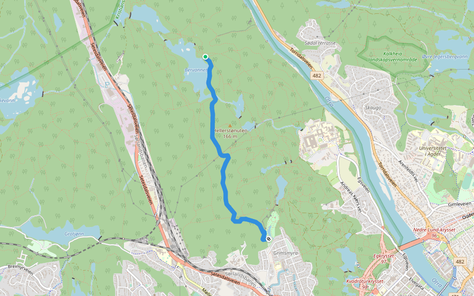Lochnes løype walking route map in Kristiansand