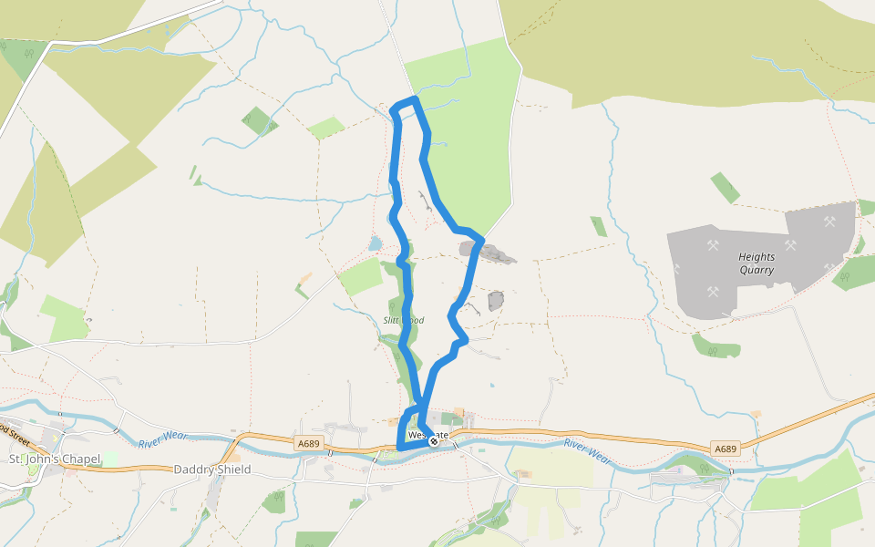 Slitt Wood and West Rigg Geotrail walking route map in Westgate