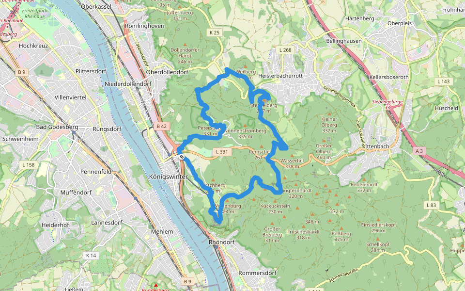 [B] Beethoven Wanderweg walking route map in Königswinter
