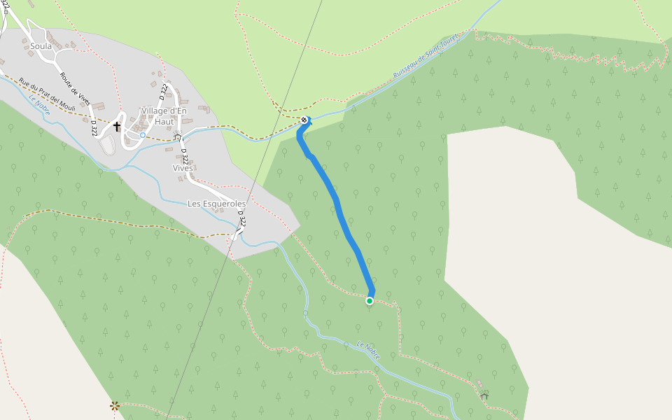 N20 Sources Sulfureuses walking route map in Mérens-les-Vals