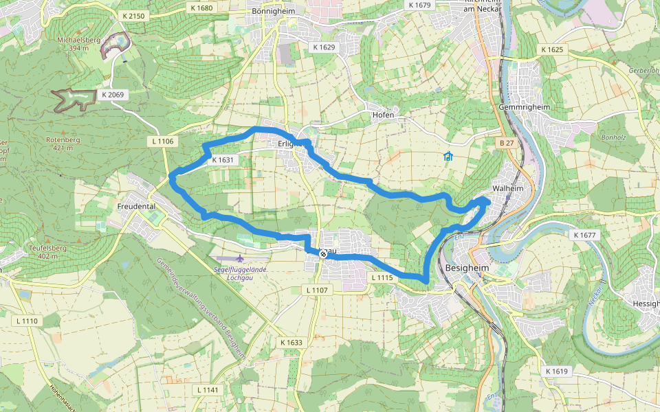 Weinsichten walking route map in Löchgau