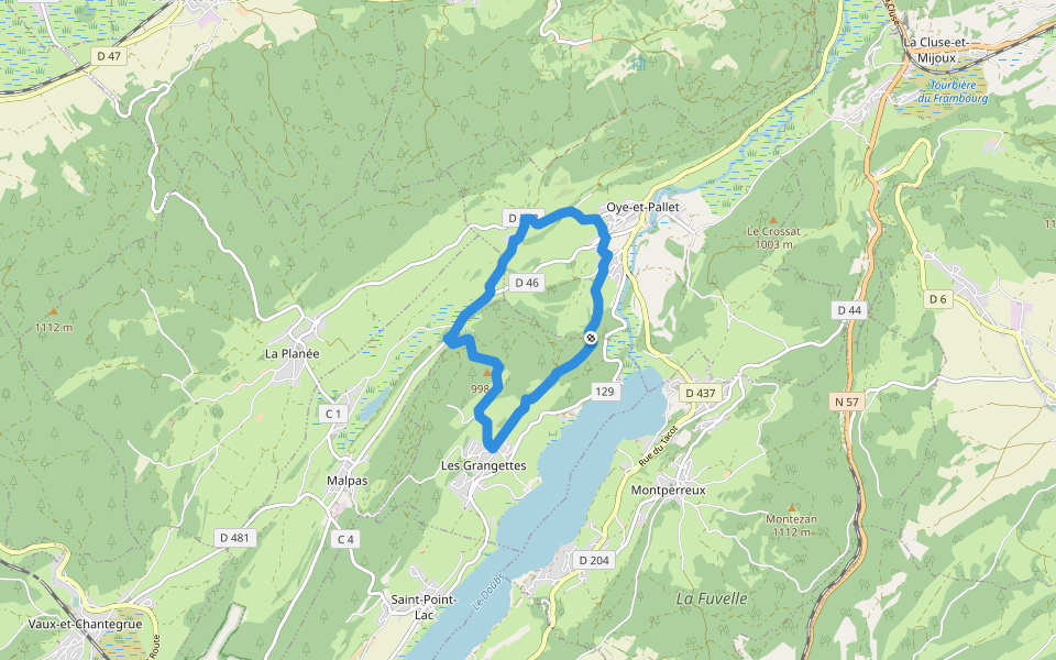 La Pierre qui Tourne walking route map in Oye-et-Pallet