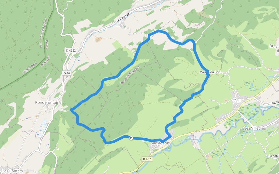 Le Rivier walking route map in Sarrageois
