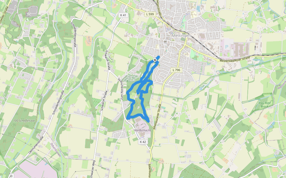 Teutoschleifchen Köllbachtal walking route map in Mettingen