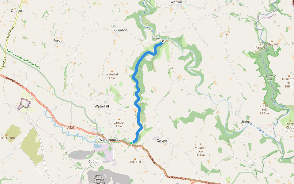 Hamps Way walking route map in Waterhouses