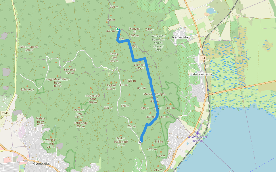 P+ (Bélap-völgy – Cser-tető) walking route map in Lesencefalu