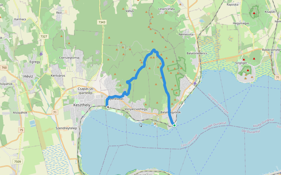 S (Balatongyörök – Büdöskút – Gyenesdiás) walking route map in Balatongyörök