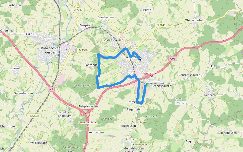 Lauf 10 walking route map in Wolnzach