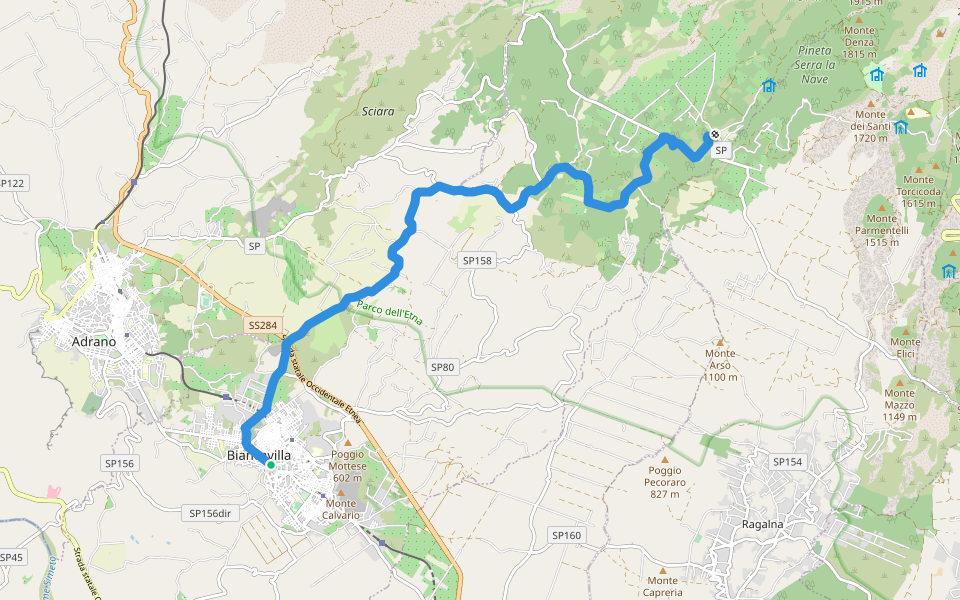 Biancavilla - Punto Base n. 2 walking route map in Biancavilla