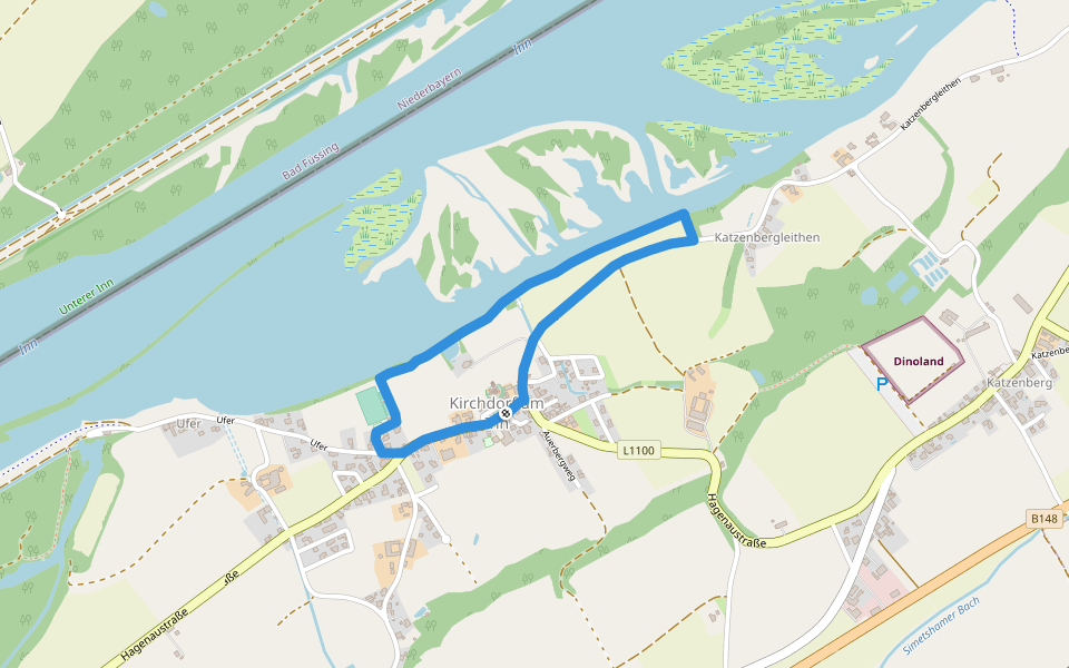 Innwanderweg walking route map in Kirchdorf am Inn