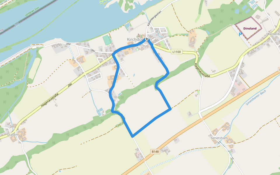 Flurwanderweg walking route map in Kirchdorf am Inn