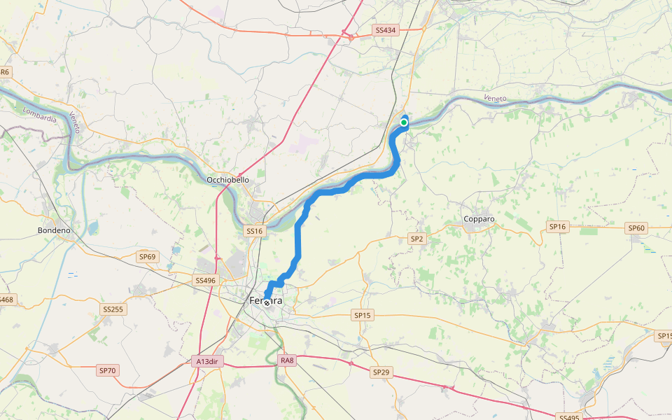Il Cammino di Sant'Antonio: Tappa 5 walking route map in Polesella