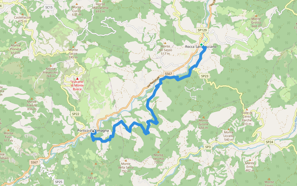 Il Cammino di Sant'Antonio: Tappa 16 walking route map in Rocca San Casciano