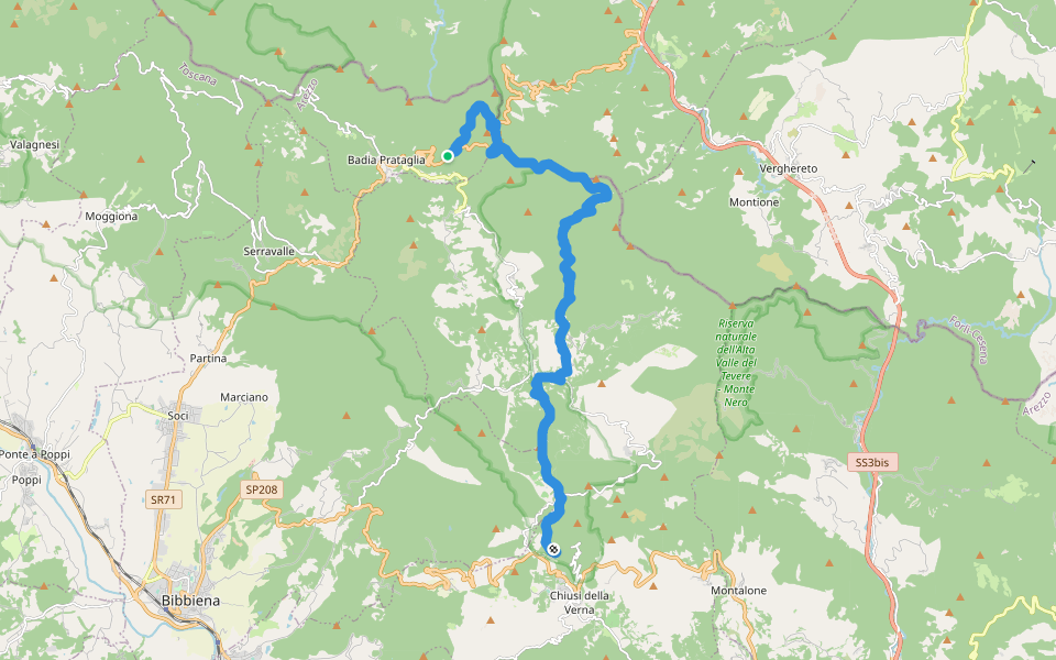 Il Cammino di Sant'Antonio: Tappa 22 walking route map in Badia Prataglia