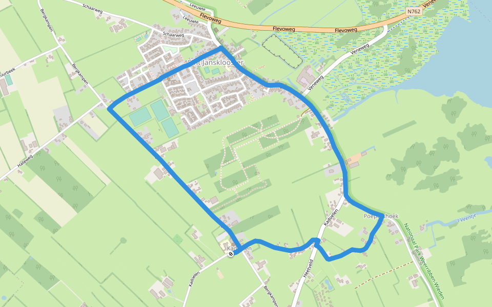 WNW WaterReijk - Kadoelen - paarse route walking route map in Sint Jansklooster