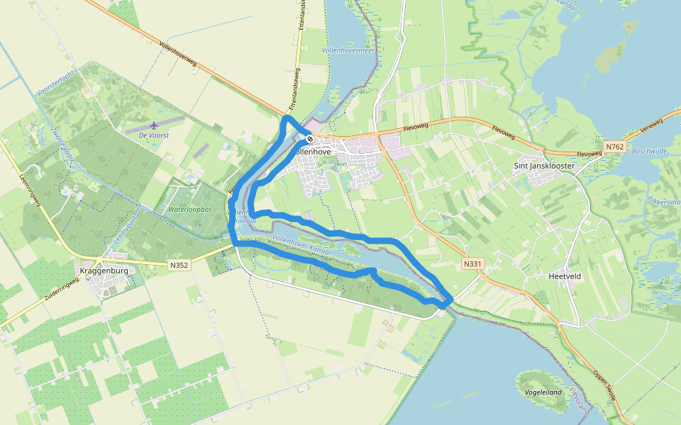 WNW WaterReijk - Vollenhove - paarse route walking route map in Vollenhove