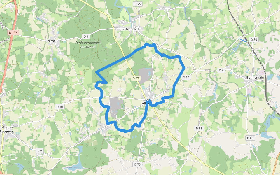 Le Granit Bleu walking route map in Mesnil-Roc'h