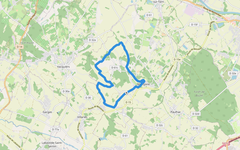 Balade panoramique autour de Montjoire walking route map in Montjoire