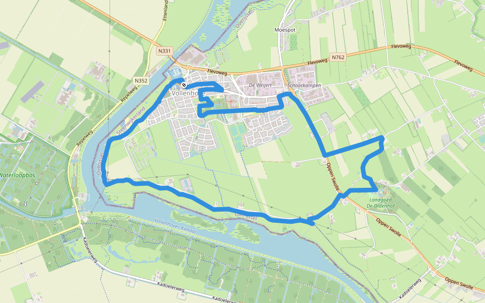 WNW WaterReijk - Vollenhove - rode route walking route map in Vollenhove
