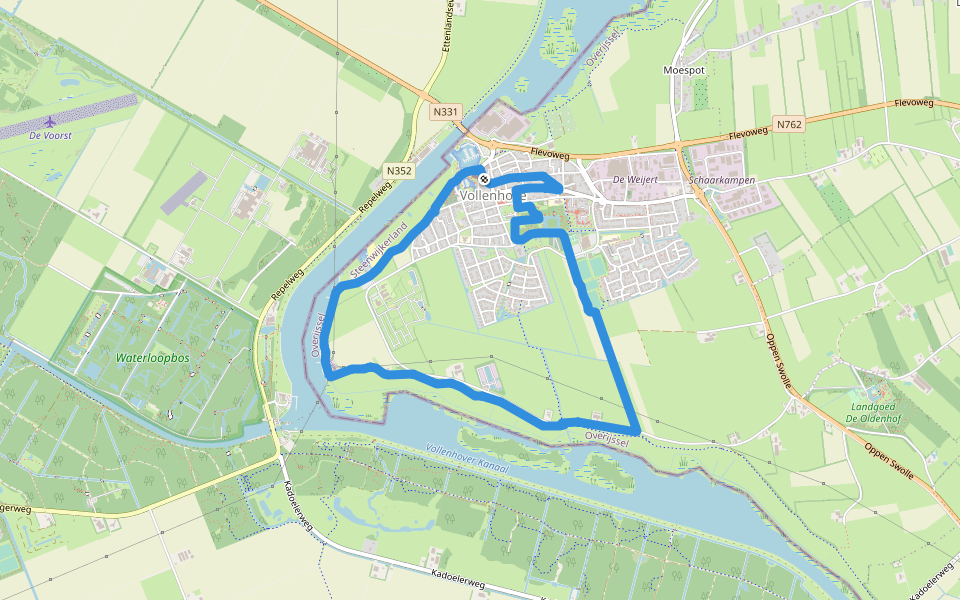 WNW WaterReijk - Vollenhove - gele route walking route map in Vollenhove
