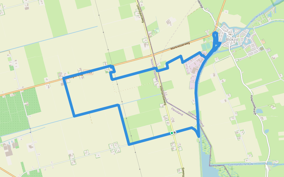 WNW WaterReijk - Blokzijl- groene route walking route map in Marknesse