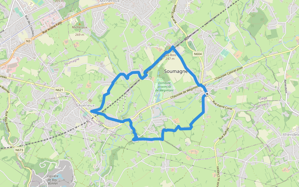 La balade du Champêtre walking route map in Soumagne