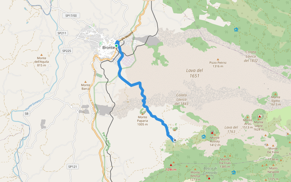 Bronte - Punto Base n.6 walking route map in Bronte