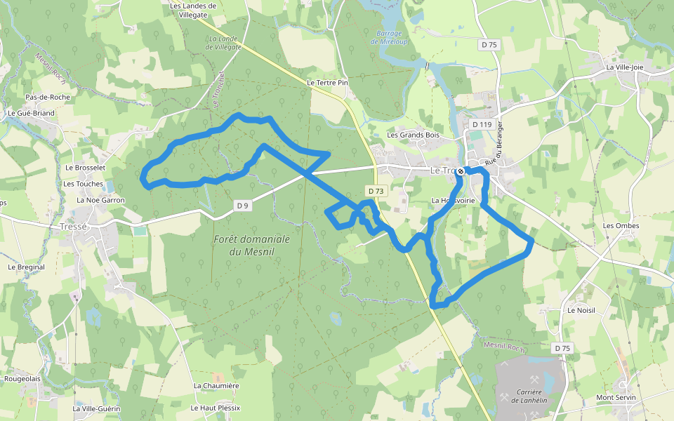 La Forêt du Mesnil walking route map in Le Tronchet