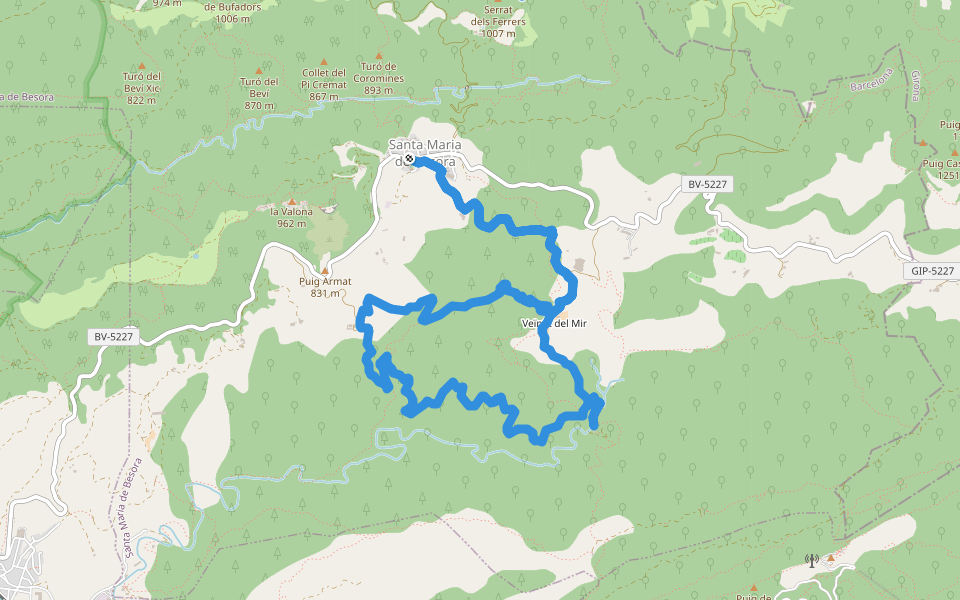 Salt del Mir walking route map in Santa Maria de Besora