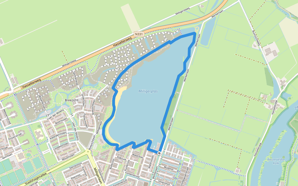 WNW IJsseldelta - Milligerplas - rode route