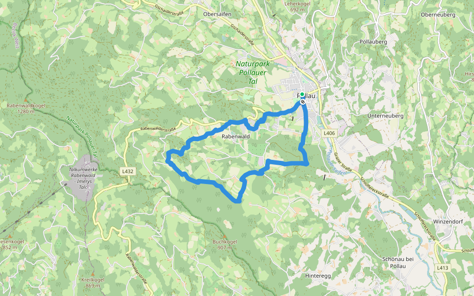 Hirschbirnenweg Rabenwald walking route map in Pöllau bei Hartberg