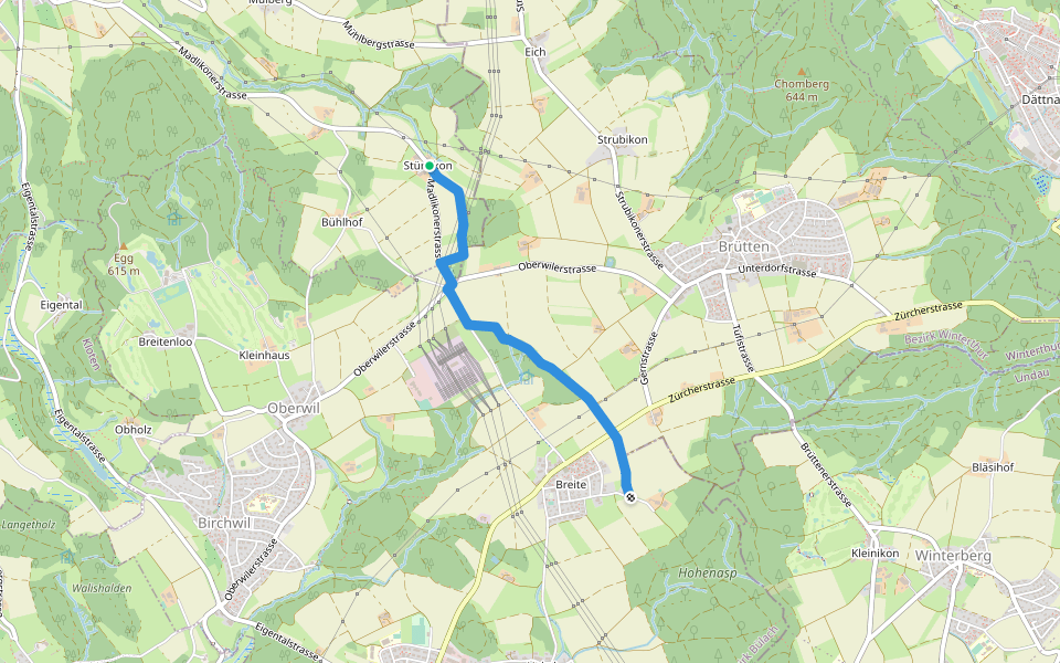 Stürzikon - Breite walking route map in Oberembrach
