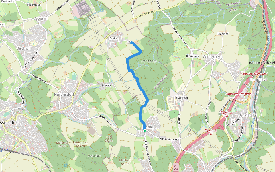 Lindau - Breite walking route map in Lindau