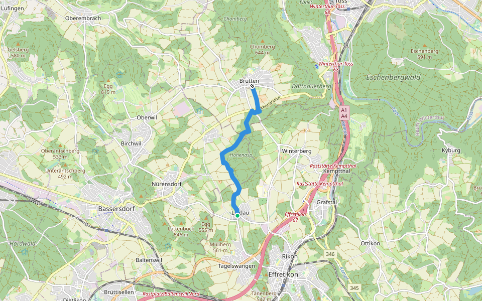 Lindau - Brütten Bus walking route map in Lindau