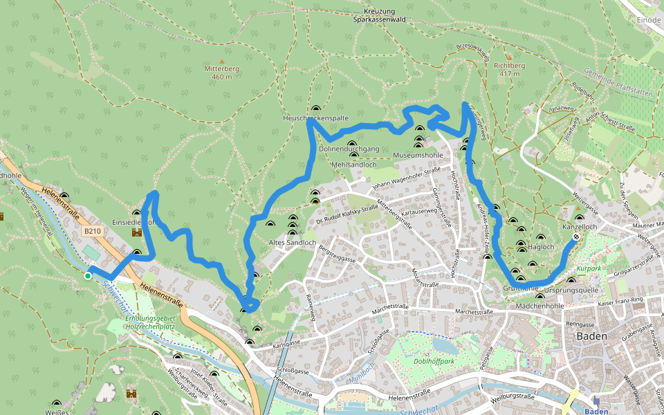 Beethoven Panoramaweg walking route map in Baden