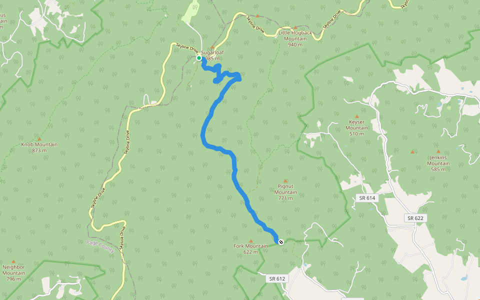 Piney Branch Trail walking route map in Rileyville