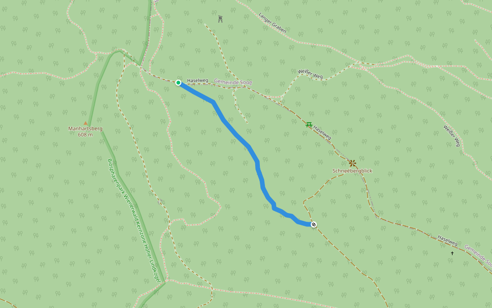 Oberes Gradental -Manhartsberg walking route map in Sooß