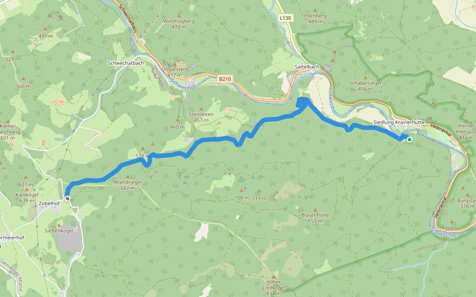 Augustinerhütte - Zobelhof walking route map in Schwechatbach