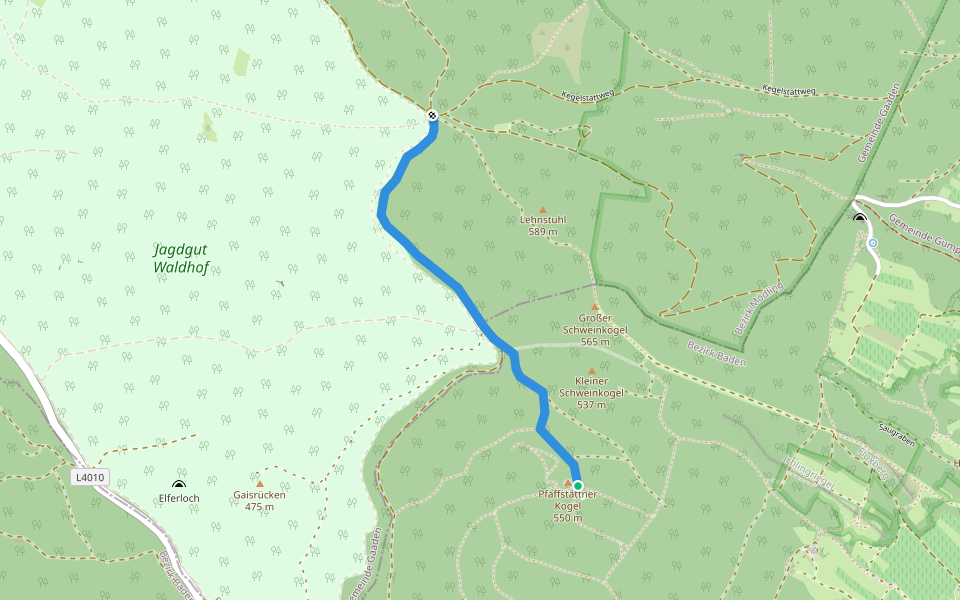 Rudolf Prokschhütte - Dreieichen walking route map in Pfaffstätten