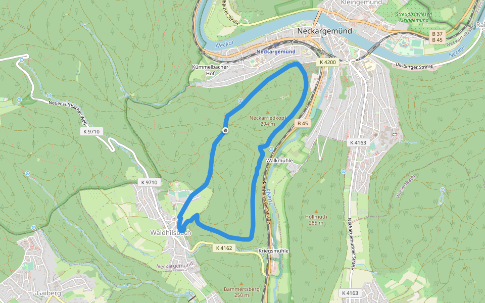 Rundwanderweg Neckargemünd Friedhof 9 - Waldhilsbach-Weg walking route map in Neckargemünd
