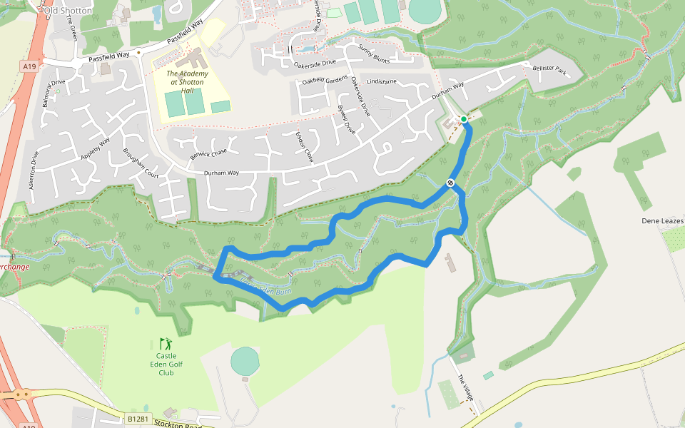 Squirrel Trail walking route map in Peterlee
