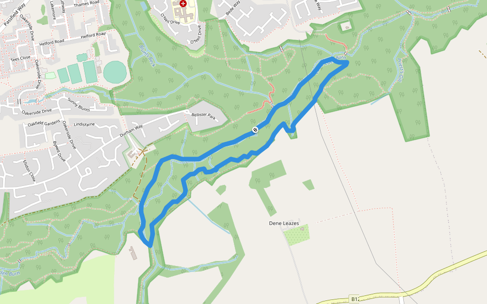 Yew Tree Trail walking route map in Peterlee